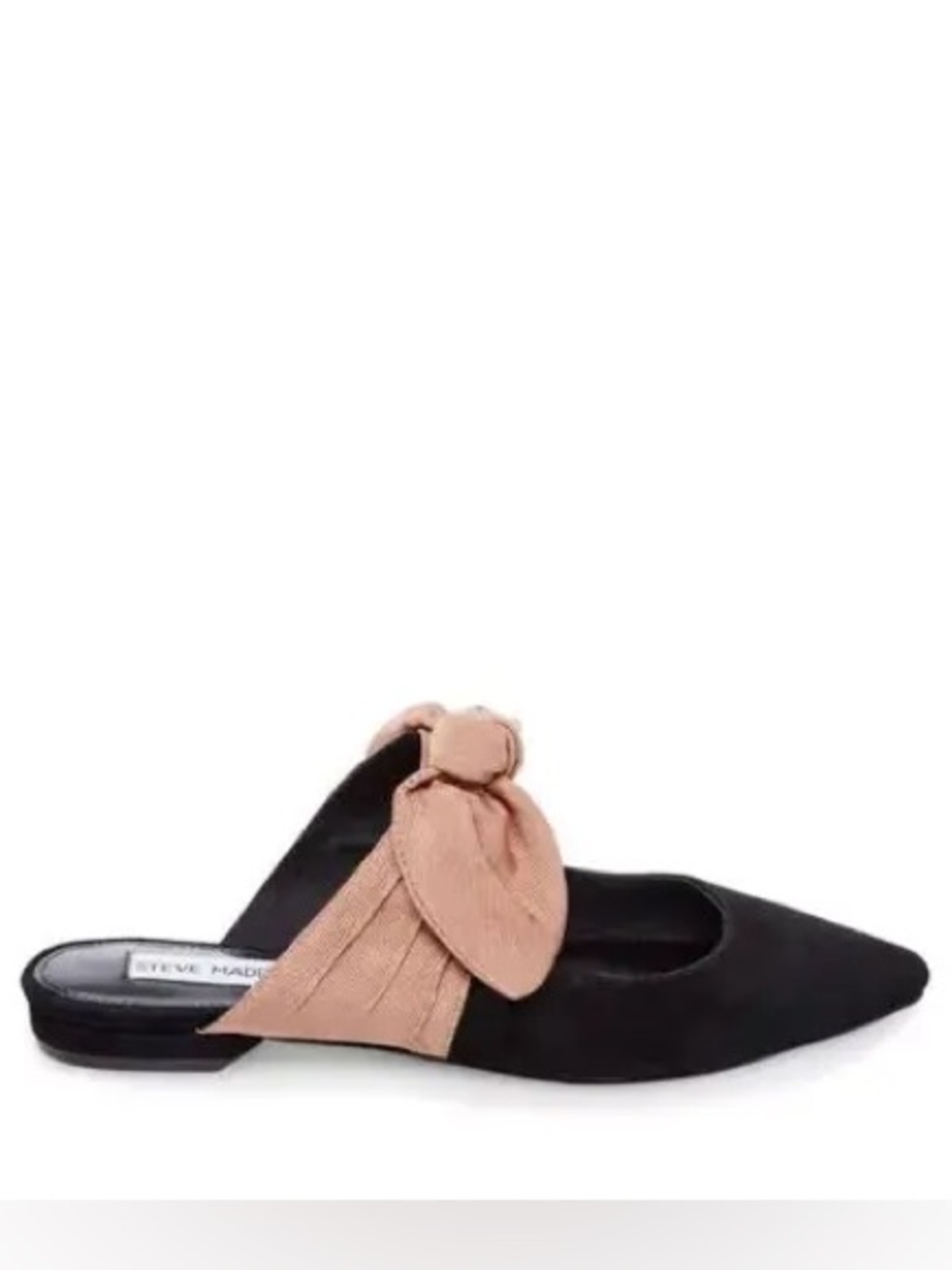 Steve Madden Emma black pointy toe mule blush bow flats - Picture 5 of 13